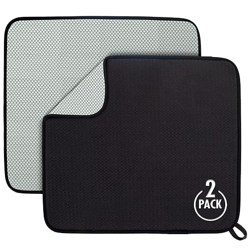 Idea Home 16 x 18 Premium Dish Drying Mat Super Absorbent Microfiber Kitchen Counter Mat, Dish