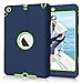 Hocase iPad Mini 2/3 Case, Heavy Duty Shockproof Protection Hard Plastic+Silicone Rubber Bumper Hybrid Dual Layer Protective Case for iPad mini 1/2/3 (7.9-inch Display) - Navy Blue/Lime Green