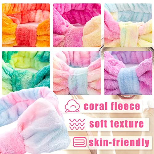 Shindel 8PCS Makeup Headbands, Bow Hair Band Coral Fleece Head Wraps for Women Spa Washing Face Shower Sports Yoga