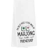 Wzotiy Mahjong Gifts Kitchen Towels Dish Towels Fun Gifts for Women Men Mahjong Players Decorative Waffle Weave Tea Towel Hand Towel for Kitchen Bathroom 14×23 Inches