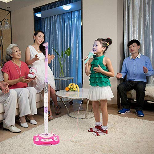 SAOCOOL Kids Microphone, Rechargeable Kids Karaoke Machine, Toddler Microphone Music Toy Set with Colored Lights Flashing & Adjustable Stand for Children Over 3 Years Old - Thumbnail 6