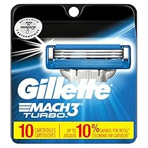 Gillette Mach3 Turbo Men's Razor Blade Refills, 10 Count, Mens Razors / Blades
