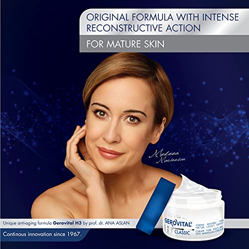 Gerovital H3 Classic Anti-Wrinkle Face Cream Very Moisturizing with Hyaluronic Acid and Vitamin E with High Restorative Power for Mature, Dry & Wrinkled Skin, 50ml
