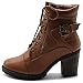 Ollio Women Shoe Lace Up Back Buckled Stacked Heel Ankle Boots