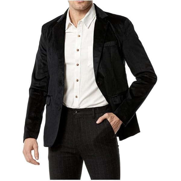 Mens One Button Velvet Blazer Solid Slim Fit Dinner Prom Suit