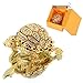 YU FENG Turtle Hinged Trinket Box Handmade Golden Tortoise Bejeweled Box Collectible (Gold)