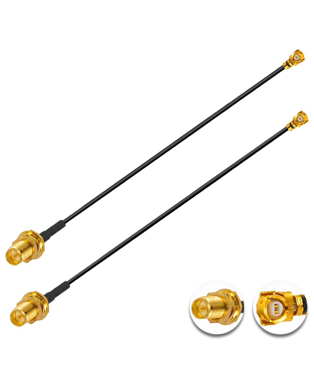 Vecys 2PCS U.F.L1 to RP-SMA Female Low Loss Coaxial Cable 10" /25CM U.F.L1 1.37mm Coaxial Pigtail Cable for Wireless Routers Mini PCIE Network Cards PCI Wi-Fi WAN Repeater