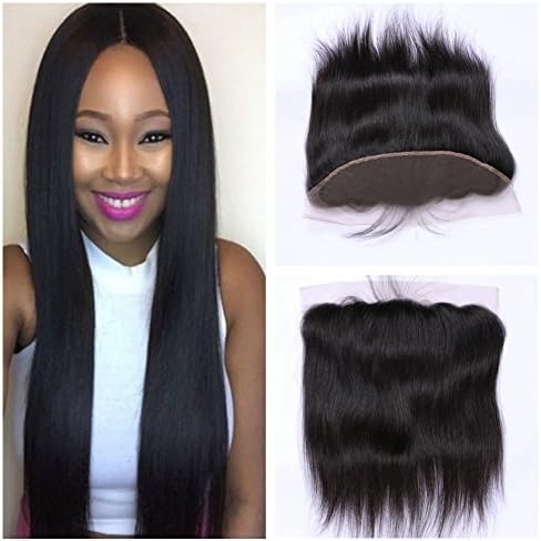 Lace Frontal Closure 13"x4" Brazilian Virgin Hair Straight Human Hair Lace Front Closures Ear To Ear Free Part Natural Color 14 Inch