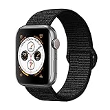 AdMaster Compatible for Apple Watch Band 42mm 44mm, Soft Nylon Sport Loop Replacement Wristband Compatible iWatch Apple Watch Series 4/3/2/1 Dark Black