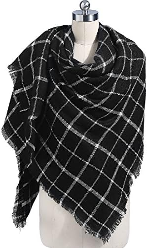 Plaid Blanket Scarf, Winter Warm Scarf Soft Cashmere Feel Wrap Shawl Scarves for Women with Tassels (Free Szie-9, Color9)