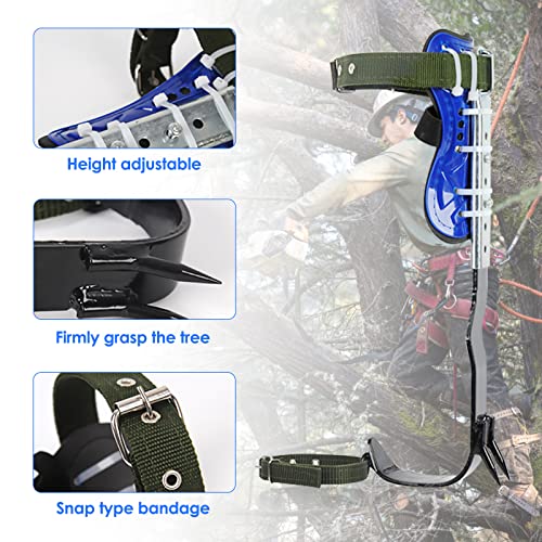 Hlieeosfcn Tree Climbing Spikes Set, Claw Pruning Tree Climbing Equipment,Tree Climbing Spikes Adjustable Height,With Adjustable Safety Harness Belt