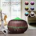 Arova 400ml Aromatherapy Essential Oil Diffuser , Cool Mist Air Humidifier , 4 Timer Setting , 7 Color Changing LED Lights, Auto Shut-off for Yoga Spa Office Home Dark Brown Wood Grain