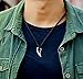 2 PCS Mens Stainless Steel Wolf Tooth Necklace Pendant with Free Cable Chain