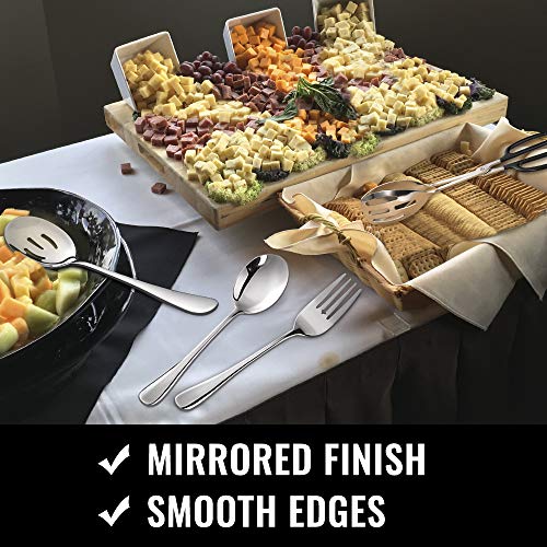 image for Hiware 8 Pack Stainless Steel Serving Spoons Set Includes 4 Serving Sp