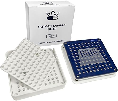 Capsule Kings Ultimate Capsule Holder for Size 0 Gelatin and Vegetable Caps - Tamper and Closing Plate Included - Finish 100 Empty Gel or Veggie Caps in Minutes