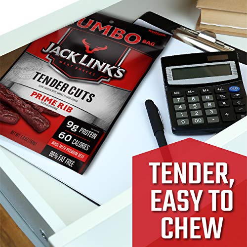 Jack Link's Prime Rib Tender Cuts, Original, 5.6 oz. Sharing Size Bag - Beef Snack with 9g of Protein and 60 Calories, Made with 100% Beef, 96% Fat Free
