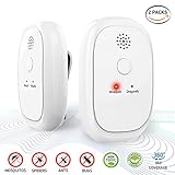 [NEW 2018] Effective Ultrasonic Mosquito Repellent (2-Pack) - Odorless Non-Toxic Portable Pest Control Repeller Anti Insects, Bugs, Roaches w/ Dragonfly Mode - For Indoor and Outdoor (White 2-Pack)