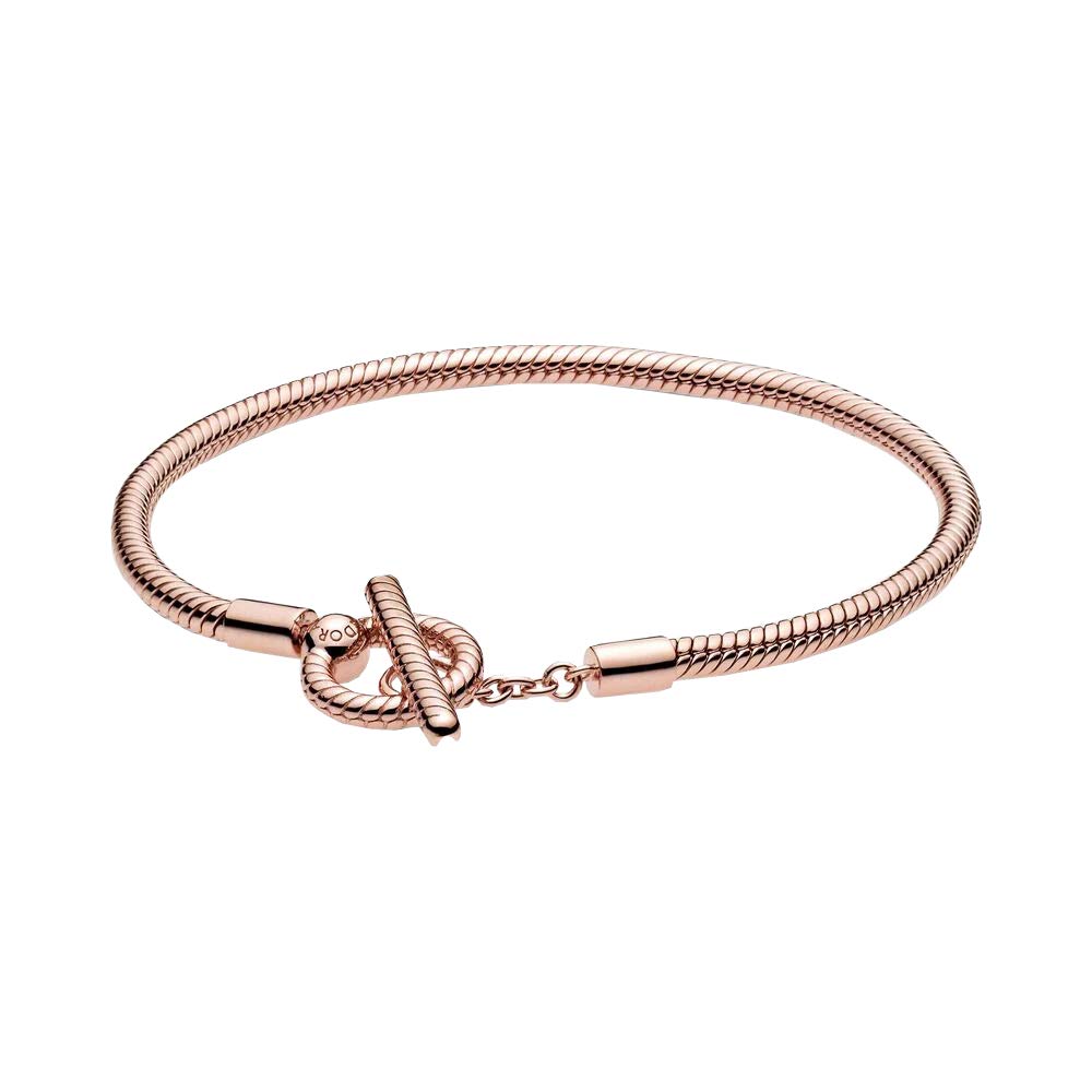 Pandora Icons Snake chain 14k rose gold-plated T-bar bracelet, 16