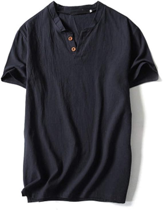 Amazon Murakush 半袖tシャツ リネンシャツ メンズ ソフトコットンリネン Vネック カジュアルシャツ 2ボタン 通気性 Tシャツ カットソー 通販