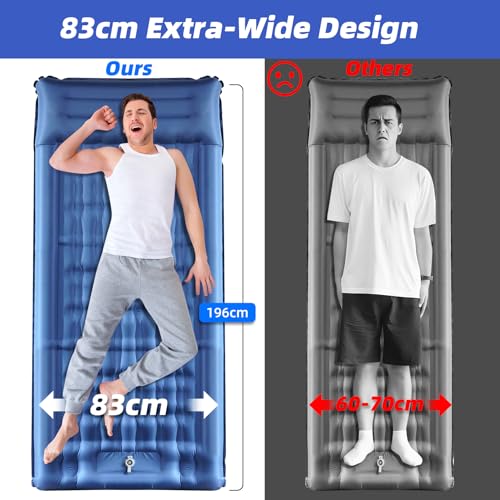 futrue-wolker Inflatable Sleeping Mat (Foot Pump), 83 cm Ultra Wide Sleeping Mat, Air Mattress, Camping, 13 cm Thickened Inflatable Mattress for Hiking, Sunbathing, Cycling Tents