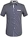 SSLR Men's Cotton Polka Dot Short Sleeves Slim Fit Dress Shirts (Medium, Blue)