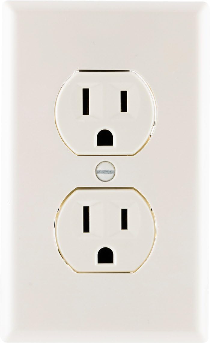 GE, Ivory, Grounding Duplex Outlet, In Wall Receptacle, 3 Prong Electrical Socket, Easy Install, 15 Amp, UL Listed, 54308, Standard - Electrical Outlets - 