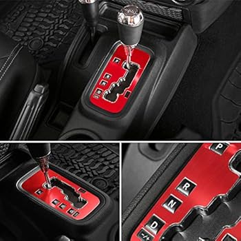 E-cowlboy Trim Gear Frame Cover Gear Shift Box Cover for Jeep Wrangler 2012~2018 Aluminum Inner Accessories Custom Fit - All Weather Protection (Red)