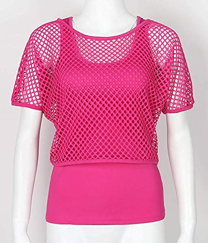 Smile-Fish-Women-Casual-Sexy-80s-Costumes-Fishnet-Neon-Off-Shoulder-T-Shirt