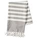 E-Living Store 100% Cotton, Soft & Absorbent Decorative Turkish Fouta Towel with Twisted Fringe for Home, Beach, Pool, or Décor, Use As Blanket or Throw - Grey Stripe