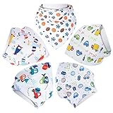 Aivedo Baby Bandana Drool Bibs for Boys 5- Pack with Snaps -Soft Absorbent Cotton - Cute Burp Cloths for Drooling,Feeding and Teething Baby Boys