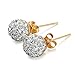 Jstyle Stainless Steel Cubic Zirconia Necklace for Women Ball Stud Earrings Jewelry Set Elegant Gold-Tone
