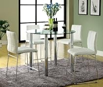 Furniture of America Clarks 5-Piece Counter Height Dining Set with White Chairs