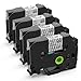 MarkDomain Compatible TZ TZe 131 231 4 Pack Black on Clear/White 12mm(0.47