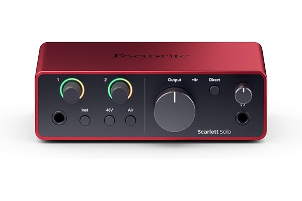 Focusrite Scarlett Solo 4th Gen USB Audio Interface, for the Guitarist, Vocalist, or Producer — High-Fidelity, Studio Quality Recording, and All the Software You Need to Record