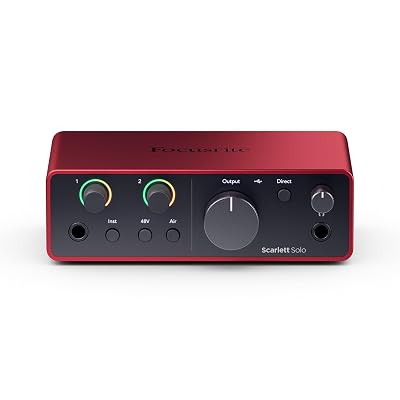 Focusrite Scarlett Solo 4th Gen USB Audio Interface, for the Guitarist, Vocalist, or Producer — High-Fidelity, Studio Quality Recording, and All the Software You Need to Record (Renewed)