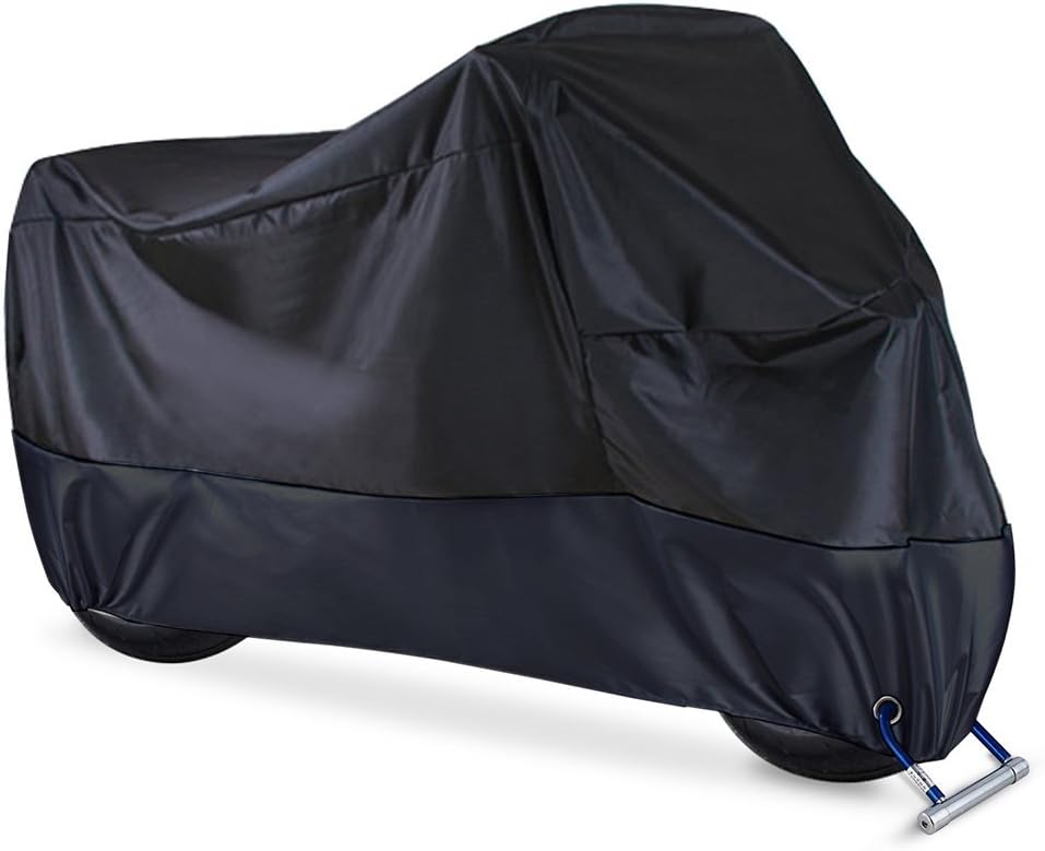 190T Waterproof Motorbike Cover/Motorcycle Covers for Outside Storage - Oxford Heavy Duty Heatproof Motorcycle Accessories Shed Anti Dust Rain UV Motorcycle Shelter Indoor with Lock-holes Storage Bag