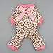 Fitwarm Leopard Dog Pajamas, Fleece Dog Clothes for Small Dogs Girl with Legs, Pet Onesie, Cat Outfit, Pink, XS
