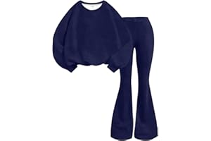 Girls Flare Pants Outfits Long Sleeve Crew Neck Shirts Bell-Bottom Long Pants Set 2 Piece Kids School Summer Clothes