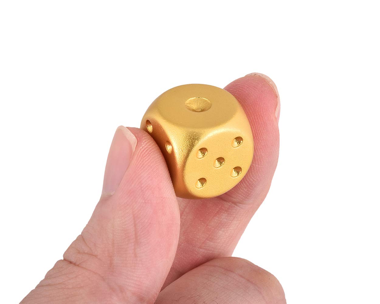 DS.DISTINCTIVE STYLE Aluminum Alloy Dice 5 Pieces 16mm Portable Metal Dices with Case 6 Sided Dice for Party Game