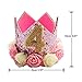 POSAPET Crown Dog Birthday Hat Girl Reusable Doggie Birthday Party Hat with Numbers Puppy Birthday Crown Hats for Dogs Cats Kitten Headband Hats Pink