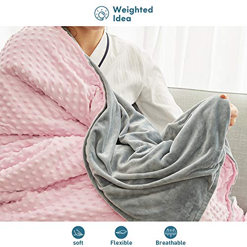 Weighted Idea Heavy Weighted Blanket 25 lbs with Removable Cover 60''x80'' Grey/Pink Dot