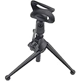 Racksoy Professional Miniature Adjustable Tripod Fold Flexible Desk Microphone Stand Holder with Mic Clamp