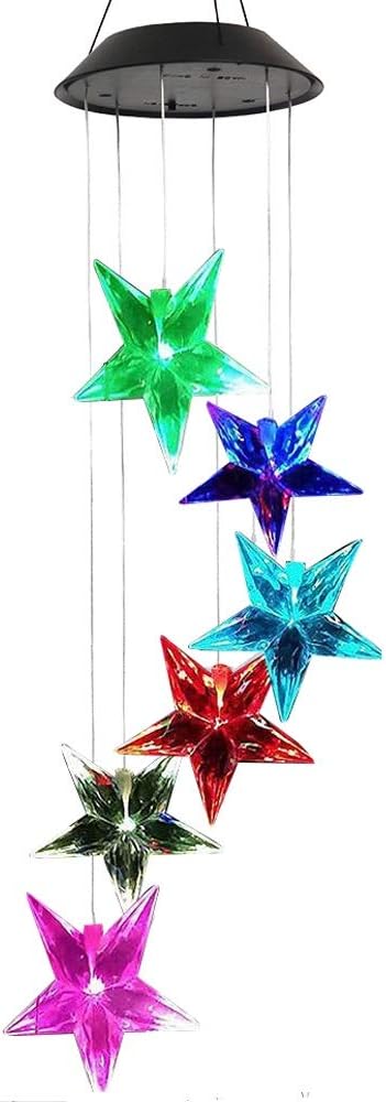 Elisson 1992 Color-Changing Outdoor Solar Chimes, Waterproof Garden Tree Hanging Decorations Wind Spinners for Patio Deck Yard Pool Decoration