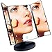 EmaxDesign Vanity Mirror 21 LED lighted Makeup Mirror With Magnification Trifold Touch Screen, USB Charging 180°Free Rotation Table Countertop Cosmetic Mirror (BLACK)