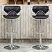 Roundhill Furniture Masaccio Cushioned Leatherette Upholstery Airlift Adjustable Swivel Barstool with Chrome Base, Set of 2, Brown