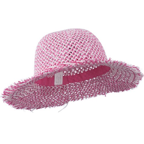 Girl's Toyo Hat with Criss Cross Open Weave Design - Pink White 53CM