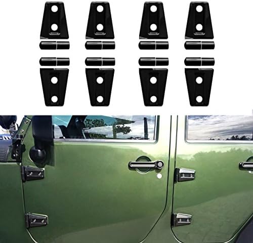 AMERICAN MODIFIED Door Hinge Covers Protector Trim Kit Compatible with 2007-2018 Jeep Wrangler Accessories JK JKU & Unlimited Rubicon Sahara Sports,Glossy Black(8 Pcs)