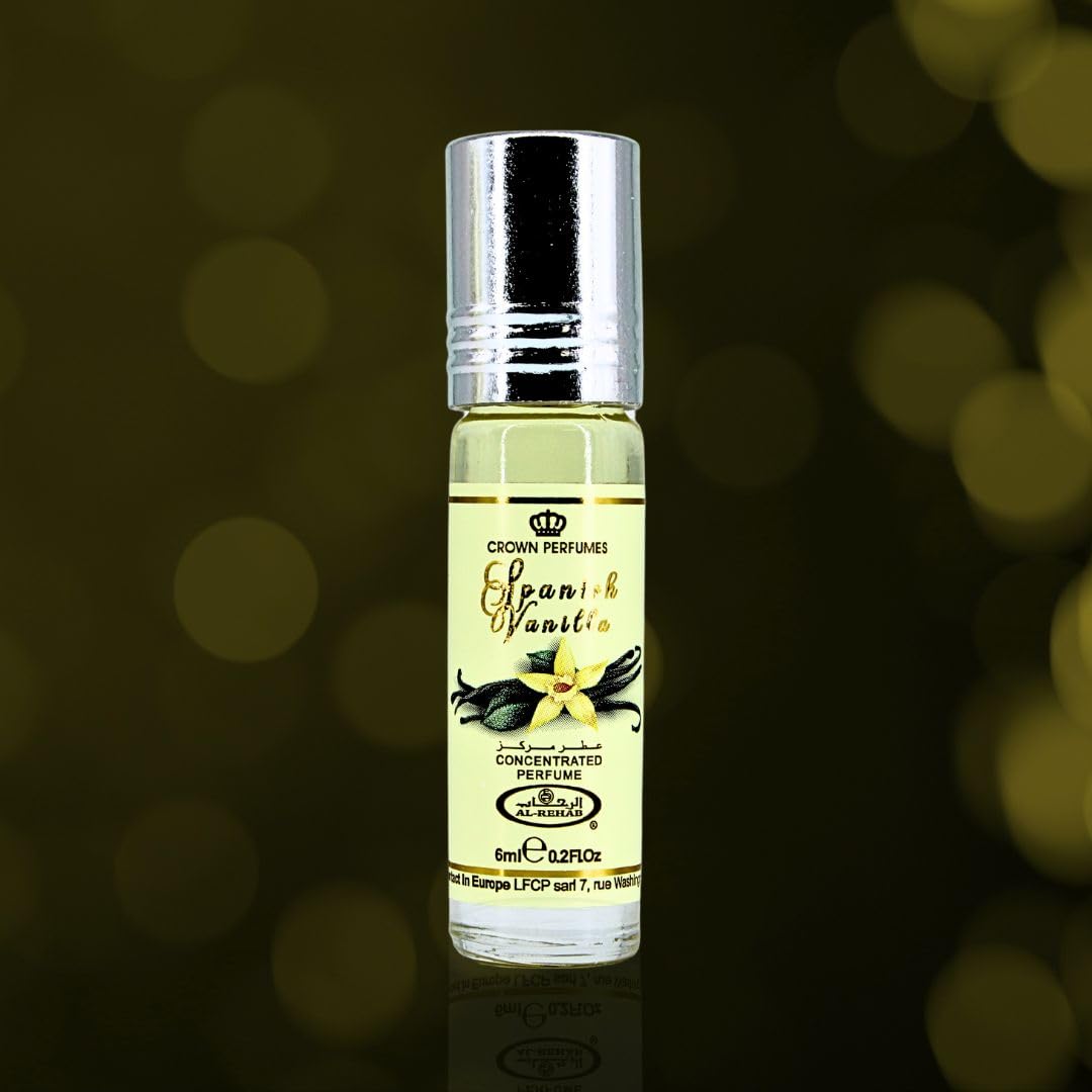 Al-Rehab Spanish Vanilla Perfume Oil 6ML (0.2 Oz) - Arabian Perfume Oils For Women - Long Lasting Concentrated Perfume Oil - A Luxurious Soft & Sweet Women's Fragrance For An Elegant Touch