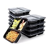 Meal Prep Containers JACKYLED 10-pack Lunch Boxes Set 3 Compartments Meal Prep Storage Food Containers with Lids Reusable Stackable Microwave Dishwasher for Picnic Travel Hiking Camping