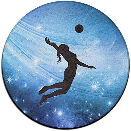 Volleyball Women Non-slip Mats Circular Carpet Mats Dining Room Bedroom Carpet Floor Mat 23.6 Inch